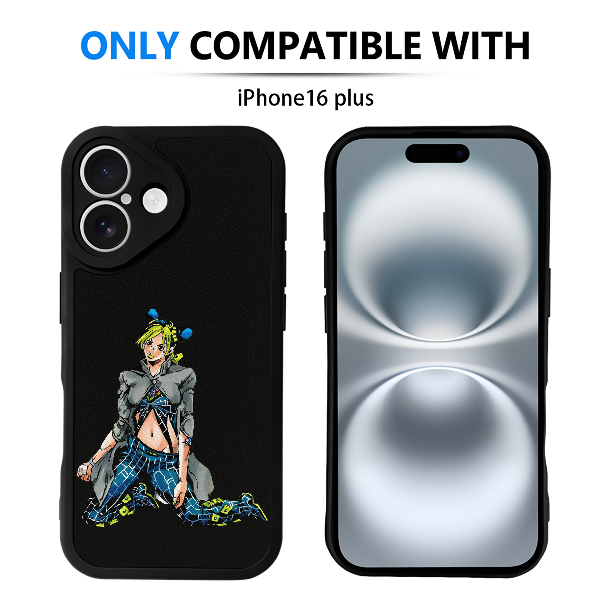 （画像用） "ジョジョの奇妙な冒険 くうじょう ジョリーン JoJo's Bizarre Adventure Jolyne Cujoh " 【iPhone 16シリーズ対応】シリコンスマホケース（レザー調） 材質：シリコン